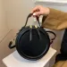 Einfarbig PU Leder Schulter Umhängetasche Für Frauen Runde Kleine Handtasche Mode Designer Taschen Weibliche Zipper_voghion.com