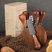 Solid Standable Handle And Fork Butter Acacia Wood Base Cheese Knife Set 6-Piece Gift Box_voghion.com