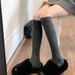 Women's Autumn Winter Pressure Versatile College Style Slimming Calf Socks Non-Slip Solid Color Long Tube Knee-High_voghion.com