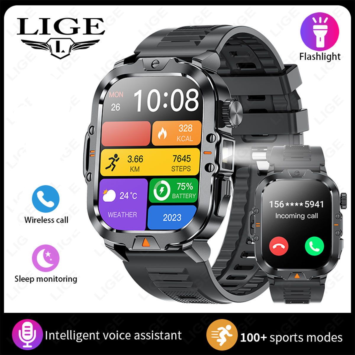 Inteligentny zegarek Ultra Thin HD Bluetooth Call Monitor ciśnienia krwi Tętno Tlen we krwi Zegarek sportowy_voghion.com