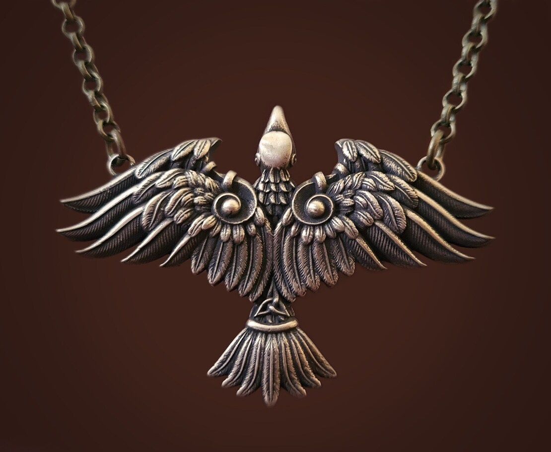 Gioielli e accessori Collana con ciondolo celtico vichingo e corvo_voghion.com