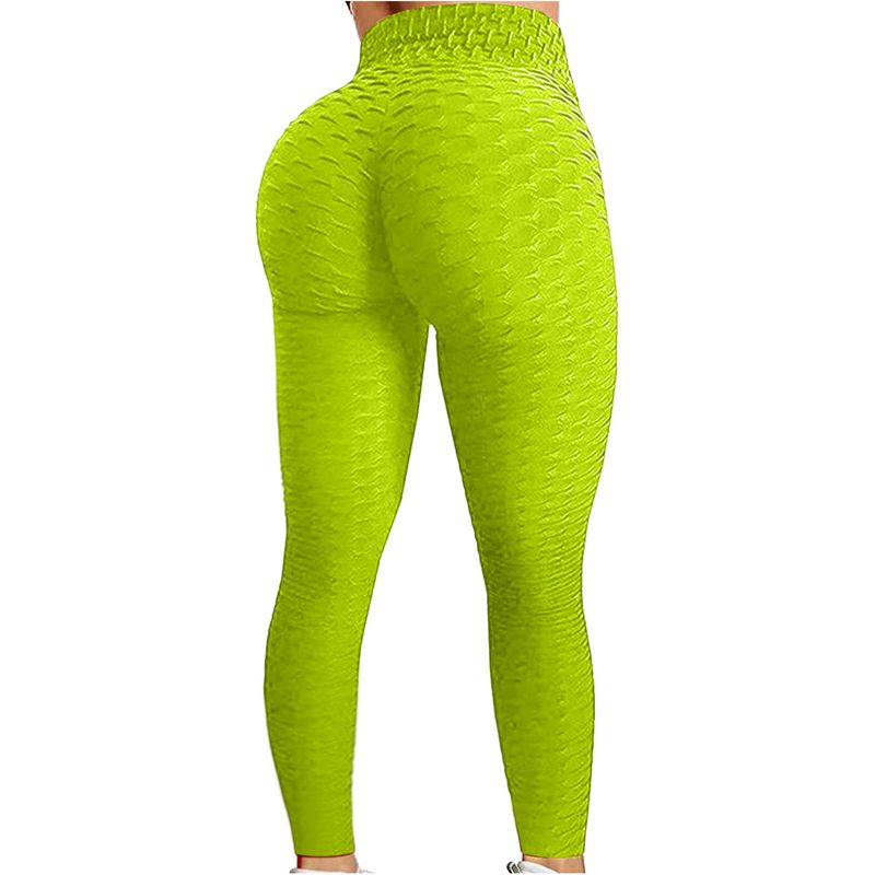 Calças de ioga femininas de cintura alta e secagem rápida com textura de bolhas - Leggings de treino para controle da barriga e levantamento do bumbum para academia, corrida e uso casual_voghion.com