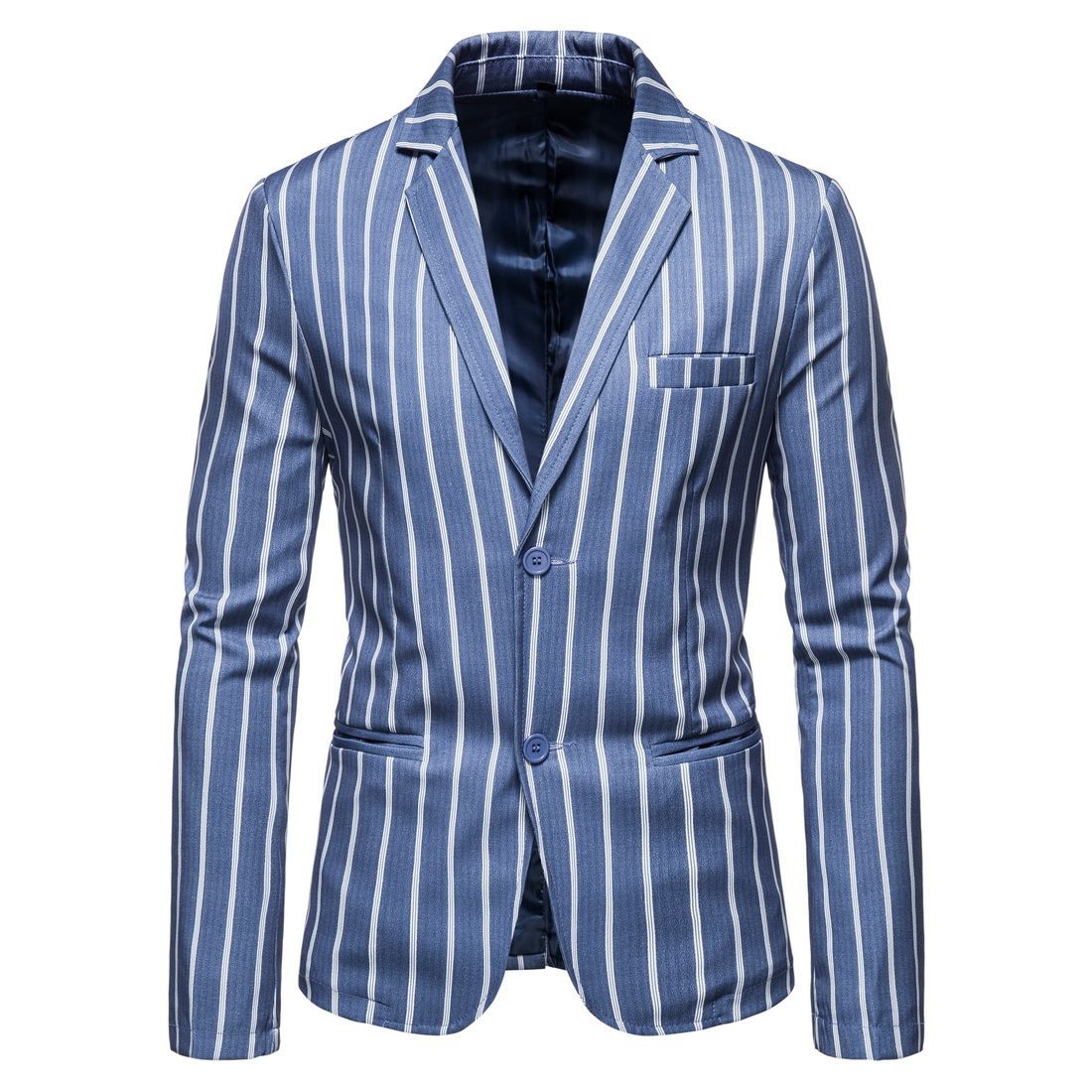 Men's Clothing autumn and winter new large size men's suit jacket striped print two button single suit top_voghion.com