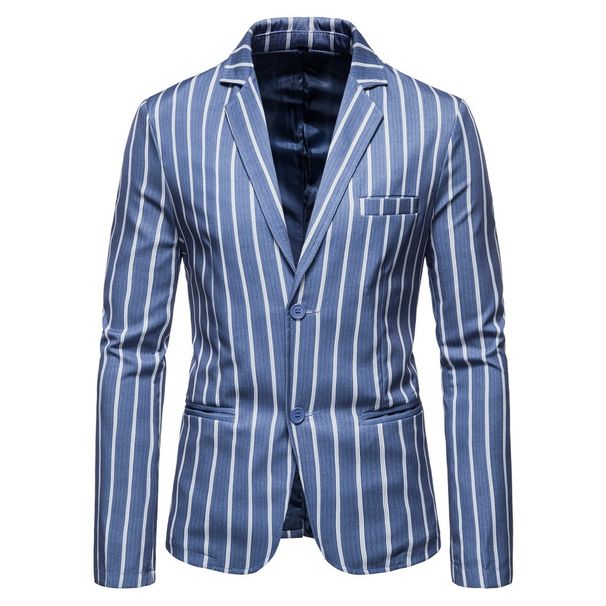Men's Clothing autumn and winter new large size men's suit jacket striped print two button single suit top_voghion.com