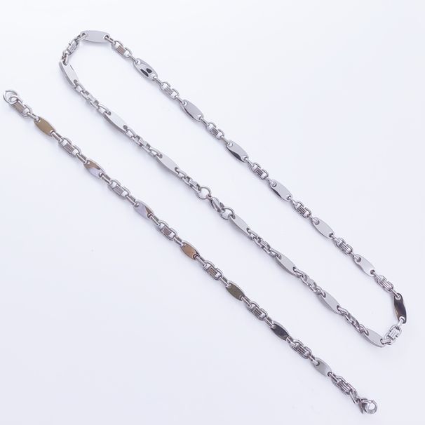 Collana da uomo fatta a mano, alla moda e suggestiva, con catena a maglie piatte in acciaio inossidabile liscio Emperor_voghion.com