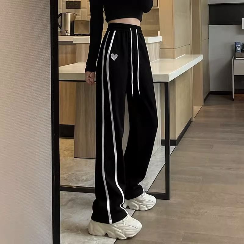 Höst- och vinternya lösa mjukisbyxor, högmidjade raka ben, plus size, feta, MM vida benbyxor, dam 146 kg_voghion.com