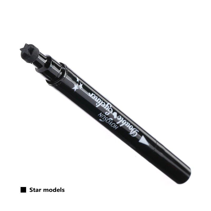 Double tête lune étoile coeur fleur liquide Eyeliner stylo noir timbre maquillage joint Eyeliner crayon étanche cosmétique_voghion.com