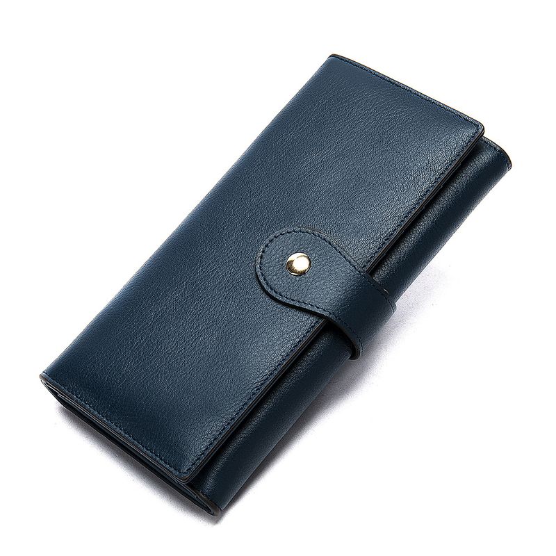Antimagnetische RFID Echtleder Damen Geldbörse Mittel und lang Retro Damen Geldbörse Dreifach gefaltete Clutch Münzbörse_voghion.com