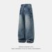 Herrenbekleidung Lightning Cat Whisker Washed Distressed Jeans für Herren Herbst Trendy Retro Rivet Straight Pants Amerikanische Freizeithose_voghion.com