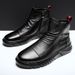 European Warm Series Waist Martin Boots Men Soft Zipper Casual Outdoor Work Trendy Korean Style British High Top Leather Shoes Black_voghion.com