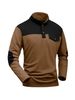 Herren-Sweatshirt mit Waffelstrick und Stehkragen – Langärmliges Freizeitoberteil mit europäischer Passform, Thermo-Strukturpullover für den Herbst (Khaki/Schwarz/Grau/Rot/Grün)_voghion.com
