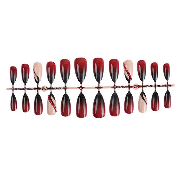 New Almond Shaped Wearable Nails With Gradient Colors, High End Nail Art Pieces, High Luxury False Nail Pieces, Finished Products Are Detachable_voghion.com