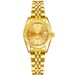 Μοντέρνο αδιάβροχο γυναικείο λουράκι ρολογιών γυναικών χαλαζία χρυσό ρολόι_voghion.com