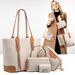 4-in-1 Women’s Handbag Set – Soft PU Leather Top Handle Bag, Tote, Shoulder Bag, Crossbody Bag & Wallet Purse Set_voghion.com