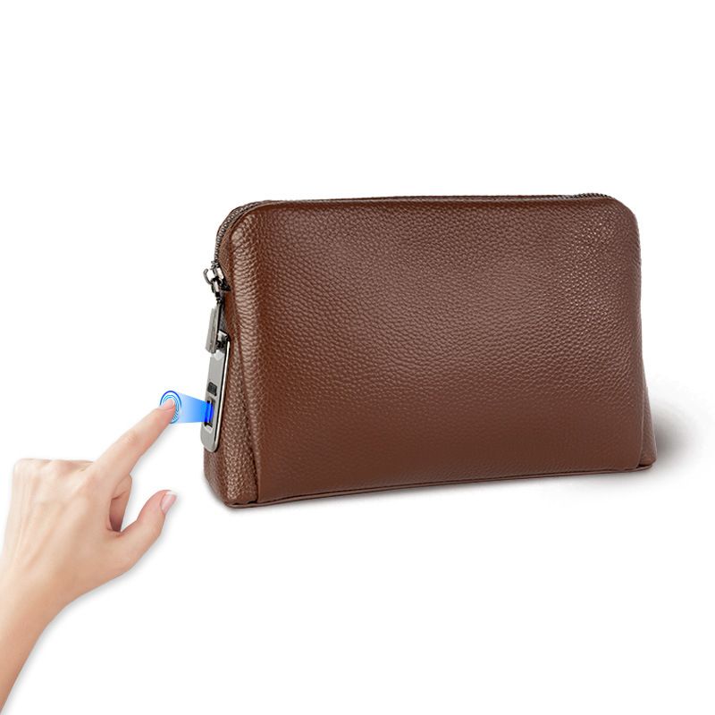 Bolsas masculinas FIPILOCK Smart Fingerprint Lock Clutch Bag Bolsa masculina de alta qualidade Bolsa de couro genuíno de alta qualidade_voghion.com