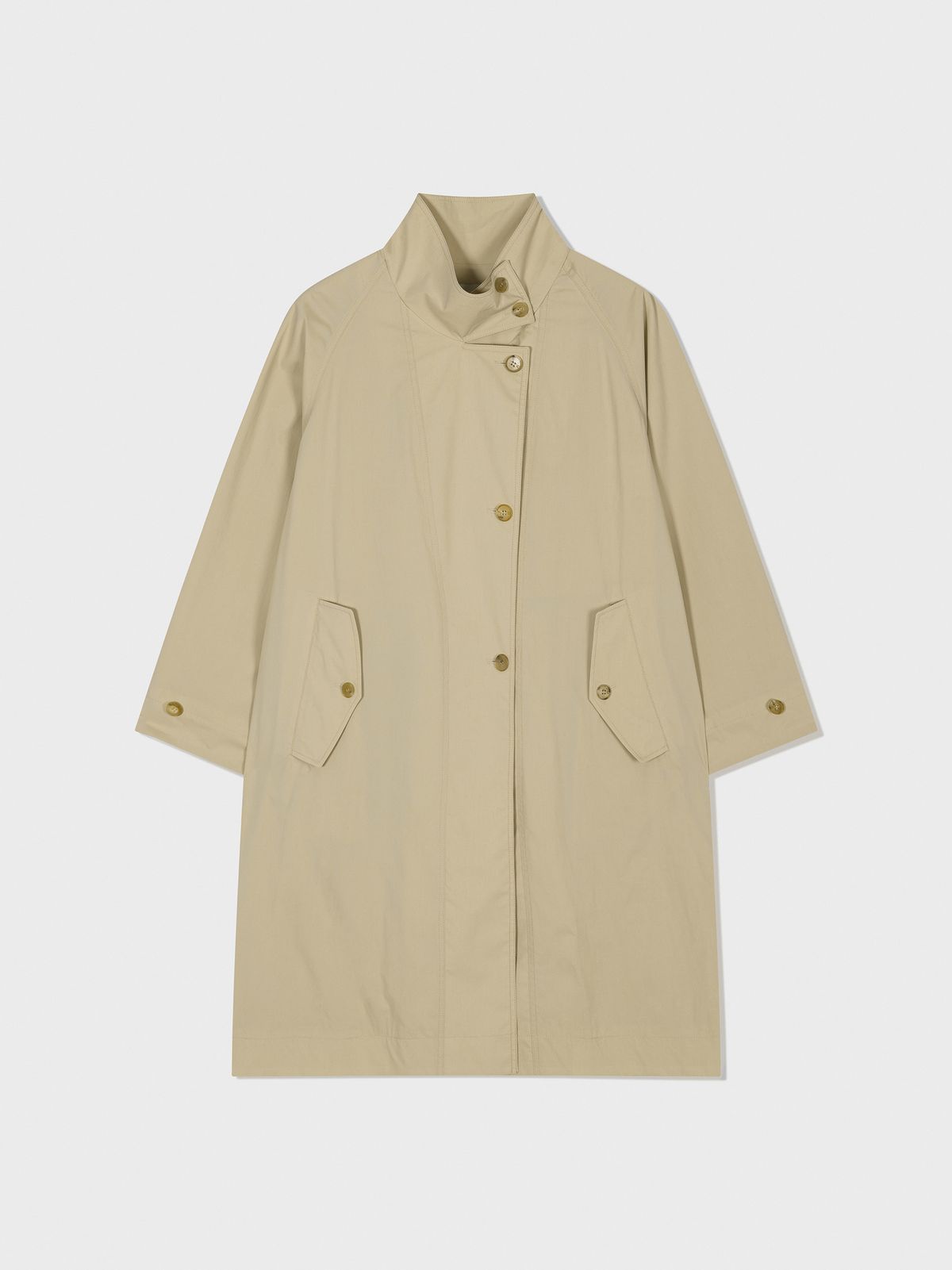 Women's Clothing In Stock~Korean LOW CLAS*IC Spring New Single-Breasted Stand Collar Loose Long Solid Color Trench Coat_voghion.com