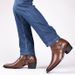 Men's Leather Chunky Heel Dress Boots with Belt Buckle Fashion Classic Cap Toe Side Zipper Block High Heels High Top Formal Oxford Shoes_voghion.com
