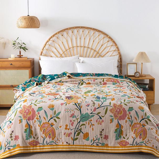 Blankes Layer Thick Pure Coon Gauze Air Condiioning Sof Towel Blanke Single Double Four Seasons Available Bed_voghion.com