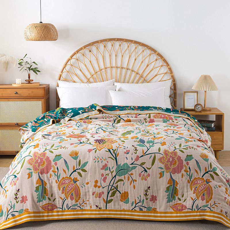 Blankets Four Layer Thick Pure Cotton Gauze Air Conditioning Soft Towel Blanket Single Double Four Seasons Available Bed Sheet_voghion.com