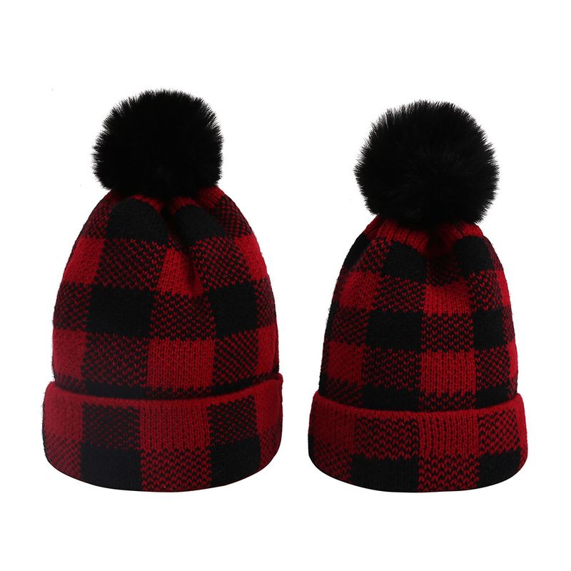 Family clothing Autumn Winter Winter Hairball family knit cap_voghion.com