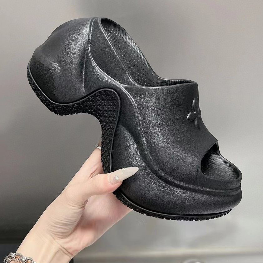 2026 Cross Top Version 9cm Flower Thick Sole Slippers For Women Summer Outdoor Fashion New Platform Height Increasi_voghion.com