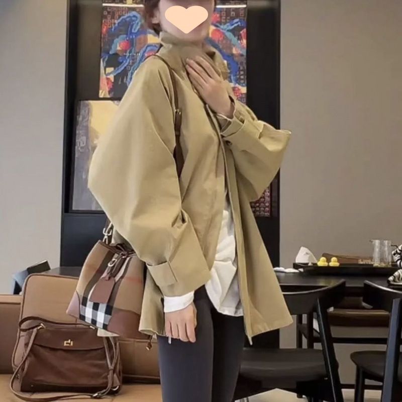 Women's Clothing Windbreaker Jacket Casual Niche Short Loose Cape Coat_voghion.com