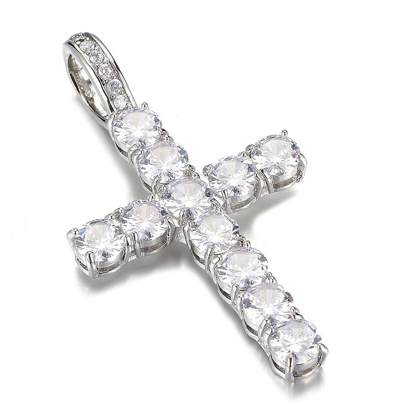 Collana con croce in zircone stile Ma Siwei, gioiello di lusso semplice e di alta qualità con ciondolo per donna_voghion.com