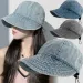 New Arrivals Fashion Washed Brim Edge Denim Bucket Hats Women's Summer Beach Travel Foldable Sunshade Fisherman Hat For_voghion.com
