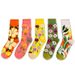 Women's socks Autumn autumn and winter new bright color flower series creative pattern in cylinder color woven cotton women's socks casual socks_voghion.com