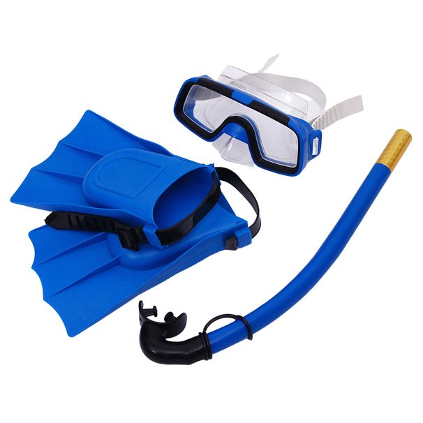 1 Set Snorkeling Goggles Good Toughness Safe Breathing Waterproof Kids Wide Vision Swimming Eyewear Snorkel Swim Fins for Underwater Diving_voghion.com