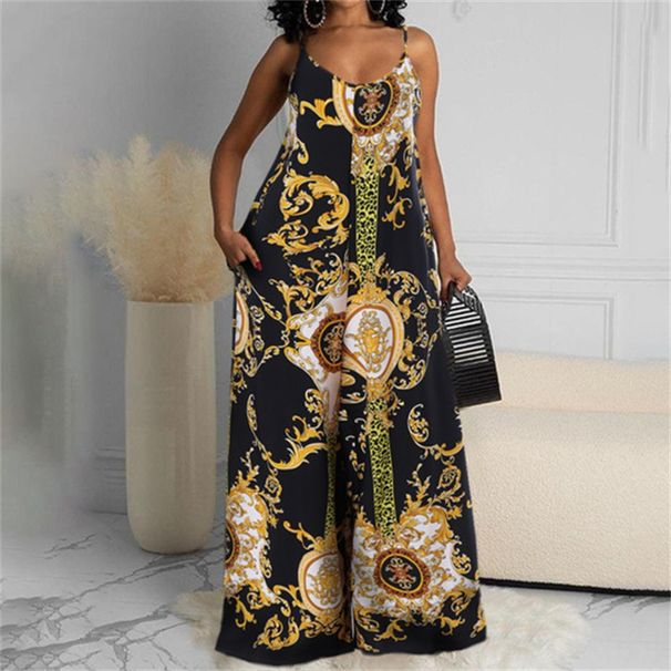 Women's clothing independent station casual printed backless sexy jumpsuit_voghion.com