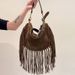 2025 New Suede Fringe Multifunctional Underarm Bag Large Capacity Shoulder Bag_voghion.com