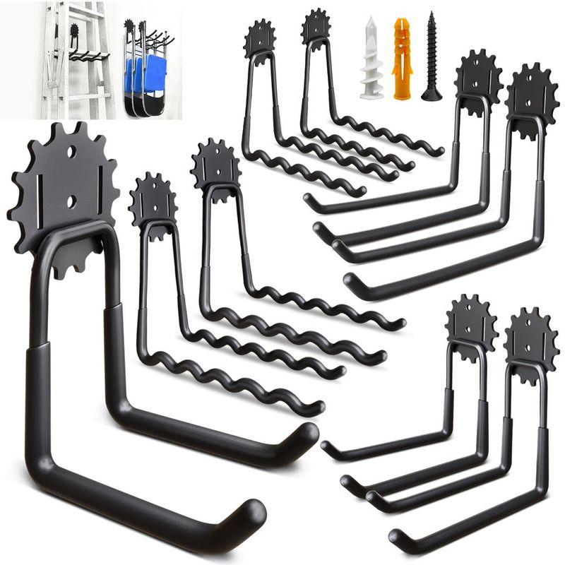 Garage Wall Hooks 9-piece, Heavy Duty Garage Hooks With Extra Soldering Points, Hanging Garage Hooks_voghion.com