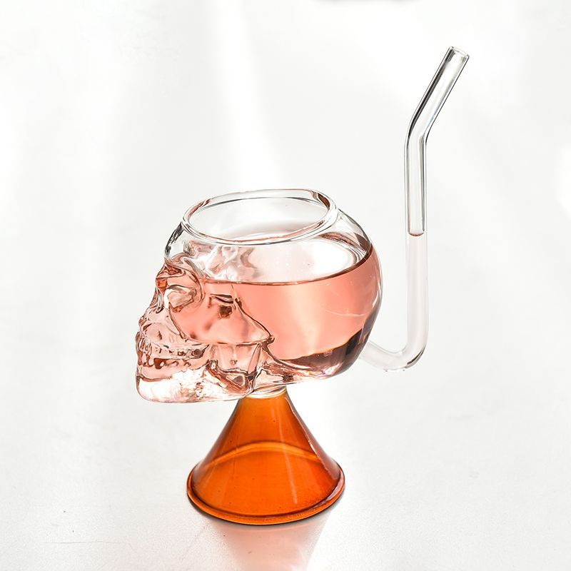 Creative Skull Vampire Wine Glass Transparent Straw Household Water Cocktail Bar Drink Cup_voghion.com