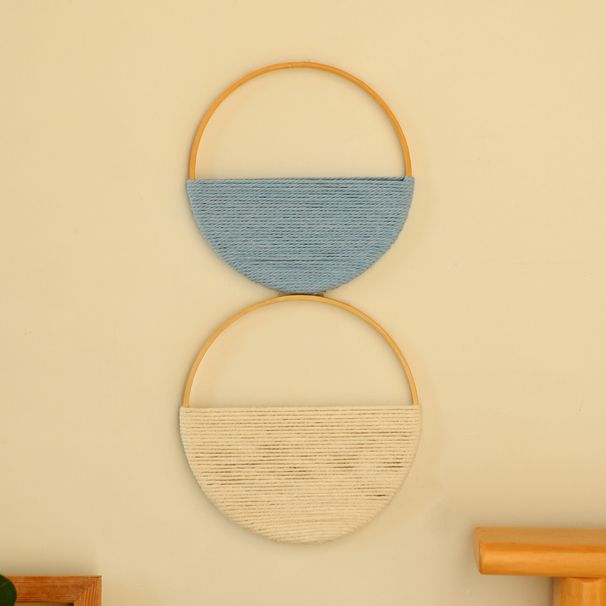 Bohemian style double round combination light luxury shelf wall decoration pure hand-woven wall hanging home decoration pendant_voghion.com