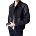 Men's Leather Jacket Spring And Autumn 2025 New Fashion Trend Knitted Patchwork Casual Jacket Spring Cool Jacket_voghion.com