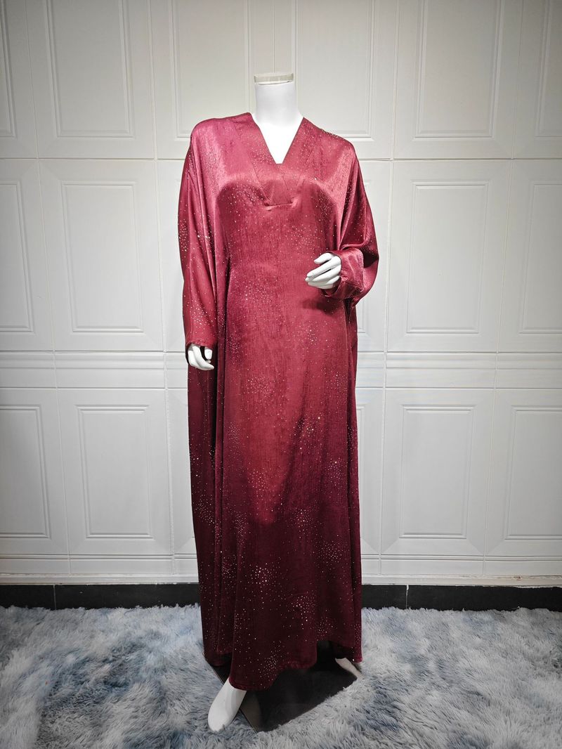 Vêtements pour femmes musulmanes du Moyen-Orient, vêtements modestes pour femmes, mode arabe, abaya, exquise robe pull diamantée_voghion.com