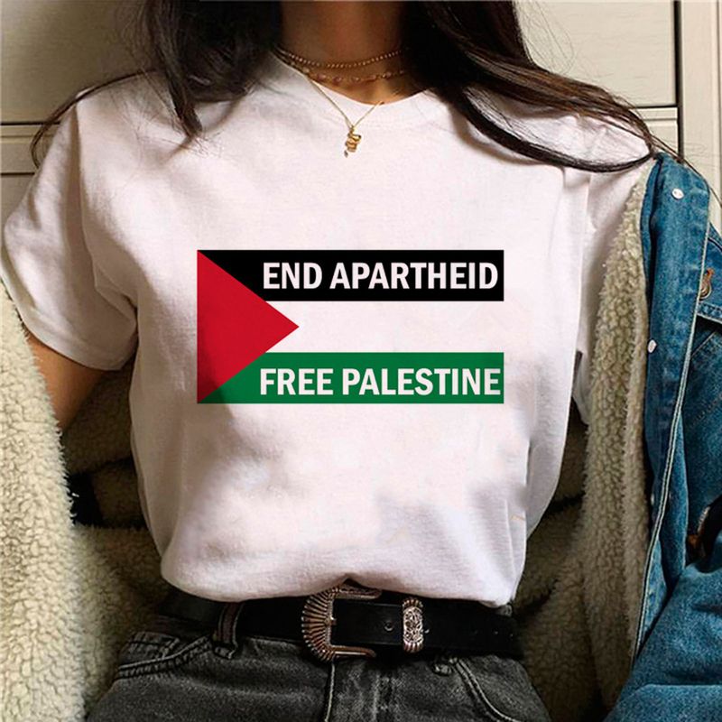Abbigliamento donna Palestina T-shirt stampa personalizzata in cotone a maniche corte_voghion.com
