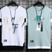 Zweiteiliges kurzes trendiges Marken-Sommer-Casual-Halb-Herren-T-Shirt aus Eisseide, schnelltrocknend, 5/4-mittelärmelige Kleidung_voghion.com