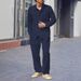 Men's Autumn Casual Single Breasted Lapel Linen Shirt Cardigan Long Sleeved Trousers Suit_voghion.com