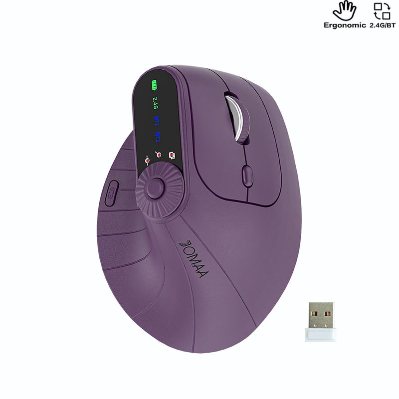 JOMAA 2.4G Bluetooth Wireless Vertical Ergonomic Rechargeable Multi-Device Mouse Office_voghion.com