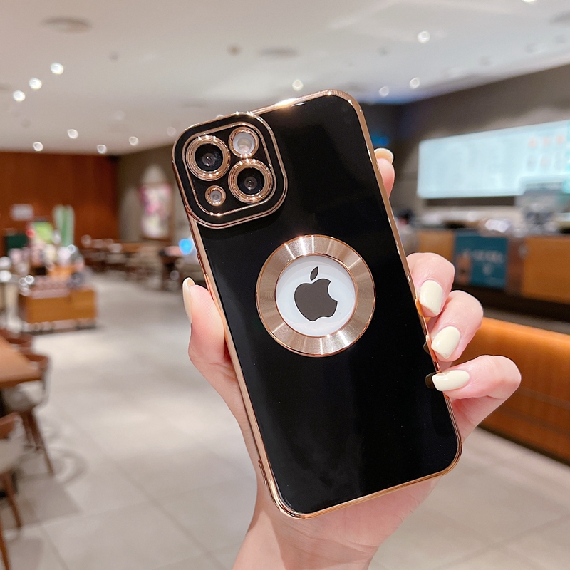 Luxury Soft Electroplated Phone Case For iPhone 11 12 13 14 Pro Max XS X XR 7 8 Plus Mini Hollow Out Silicone Cases Cover_voghion.com