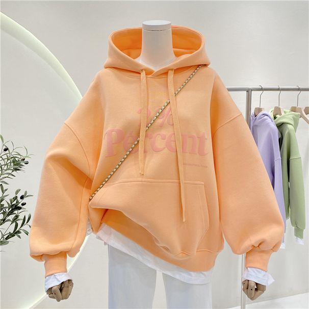 2024 forår og efterår tynd udgave nyt brev trykt løs todelt hættejakke Top hættetrøje dame sweatshirt_voghion.com