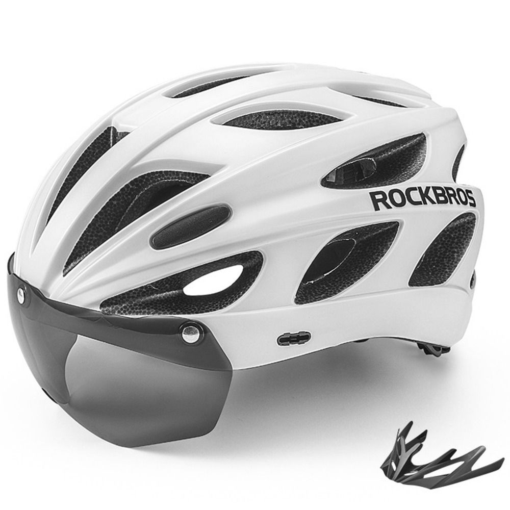 Cycling Mountain Road Bike Helmet With Goggles Polarized One-piece Molded_voghion.com