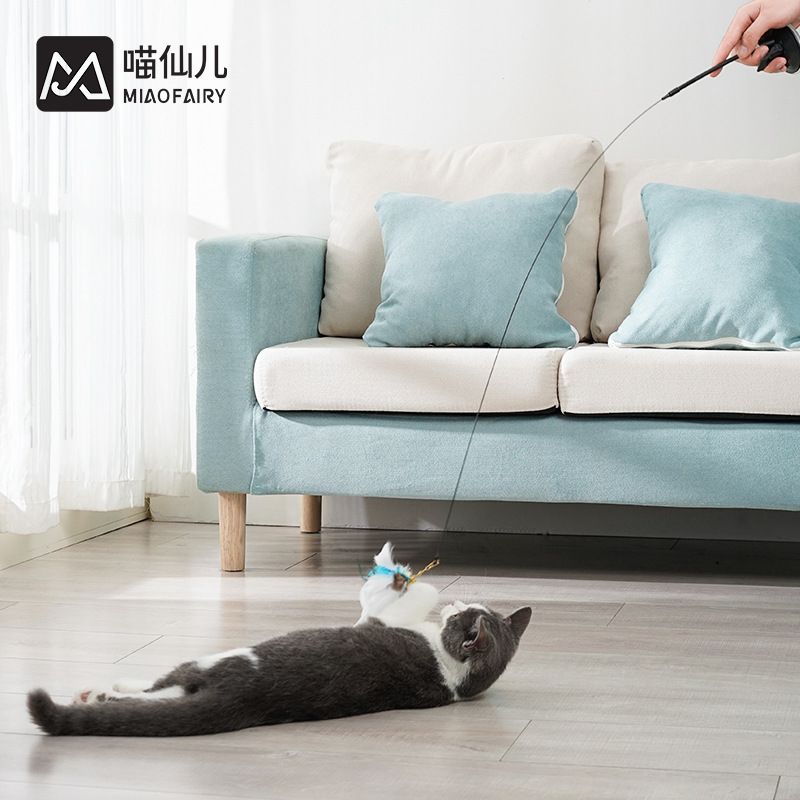 Giocattolo per gatti con ventosa Meow Fairy, durevole, sostituibile, con piume, filo d'acciaio, asta lunga_voghion.com