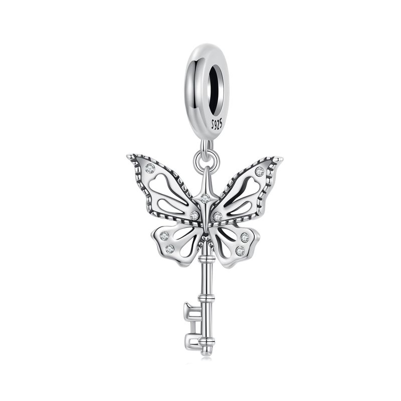 Butterfly Key Pendant Charm Sterling Silver Charm_voghion.com