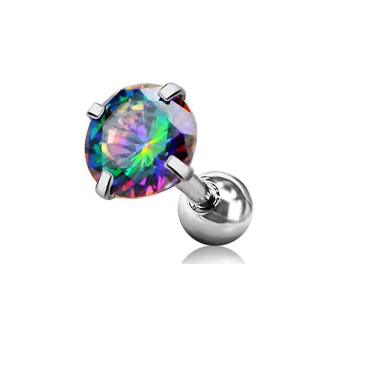 Orecchini rotondi in zircone da 5 mm, orecchini in zirconio con presa, piccoli orecchini, gioielli per piercing in acciaio inossidabile_voghion.com