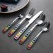 Colorful Enamel Style Western Cutlery Home Use, Stainless Steel Knife, Fork, Spoon Set For Adults And Children_voghion.com