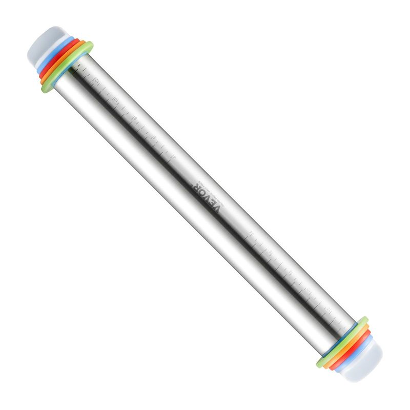 Adjustable Rolling Pin Stainless Steel With Thickness Rings And Baking Mat_voghion.com