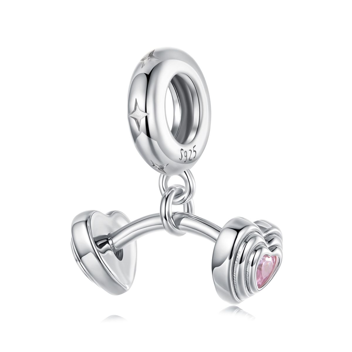 Barbell Pendant Charm Sterling Silver Charm ,SCC3083_voghion.com